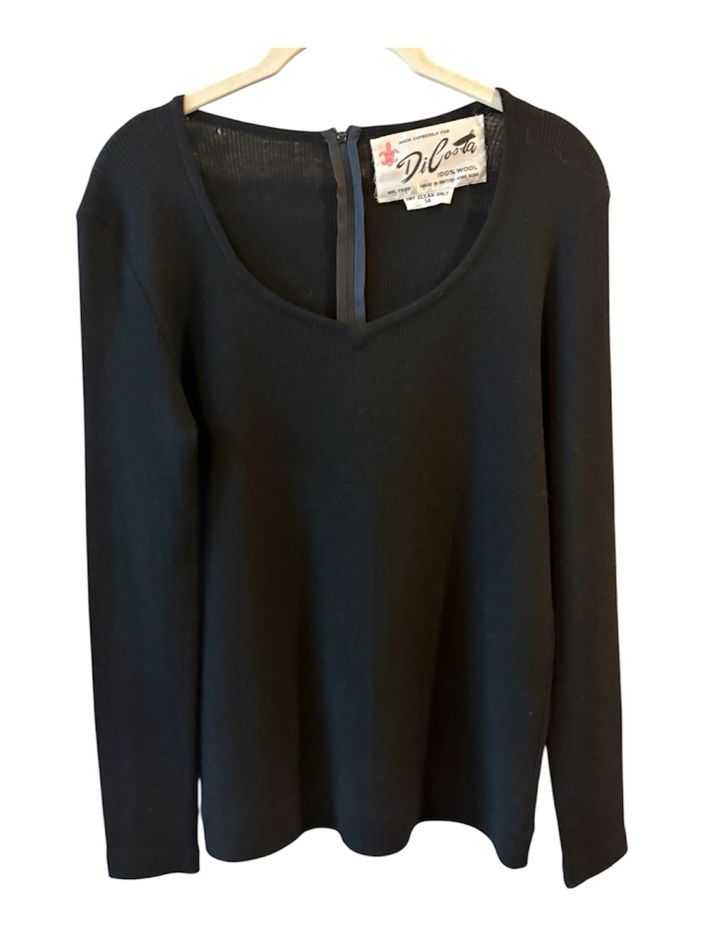 Vintage Di Costa 100% Wool Black Sweater – Size 14 ( Read )